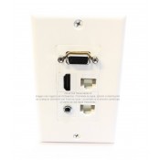 Placa Tapa VGA + HDMI 1.4 + Audio Jack 3.5 mm + 2 Cat5e cople ABS